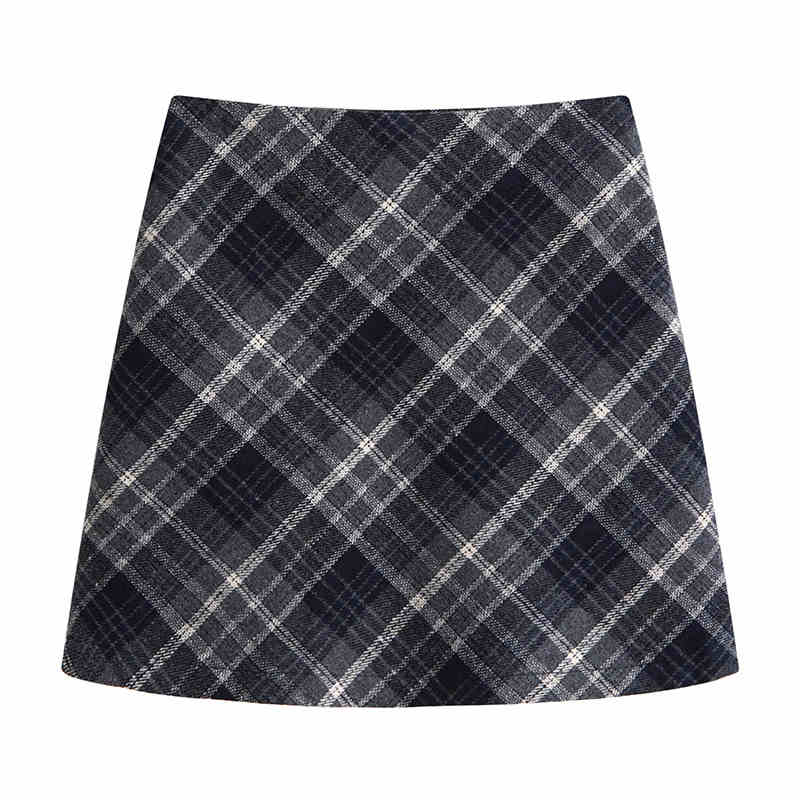 Preppy Woolen Plaid Skirt