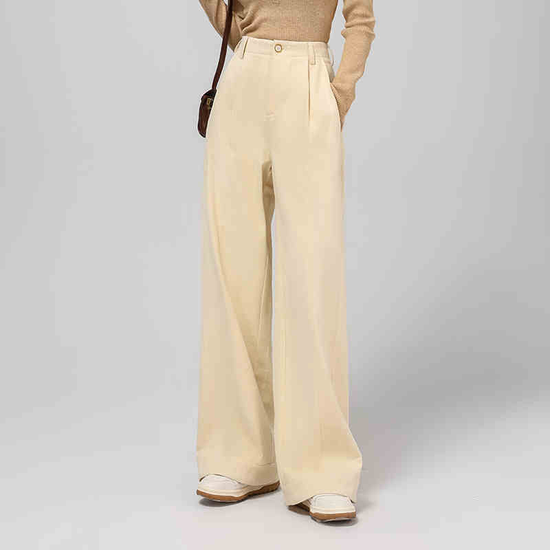 Preppy Aesthetic Cotton Wide-leg Pants