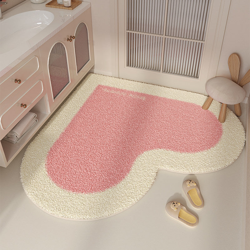 Pink love plush absorbent floor mat