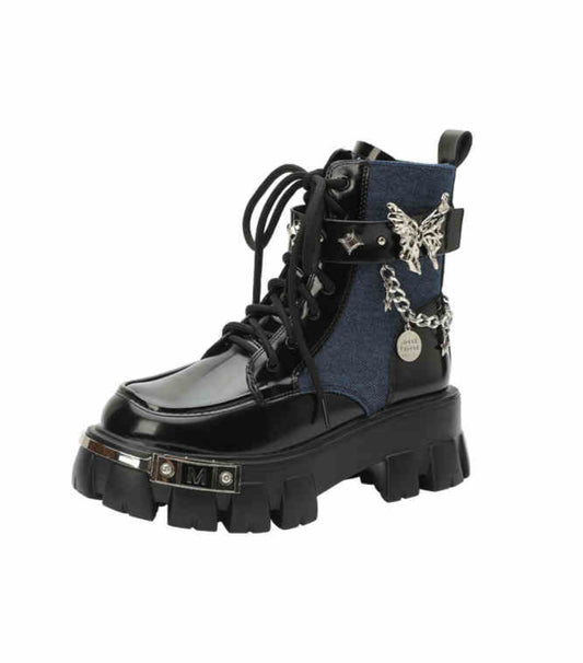 Grunge Butterfly Chain Martin Boots