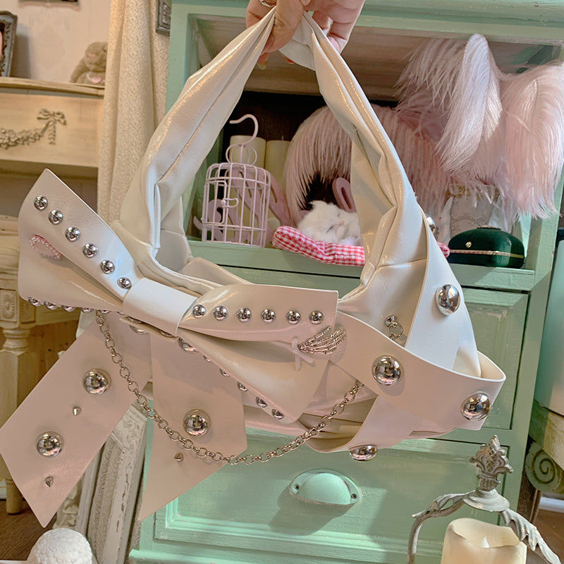 Metal Punk Ballet Bow Chain Handbag