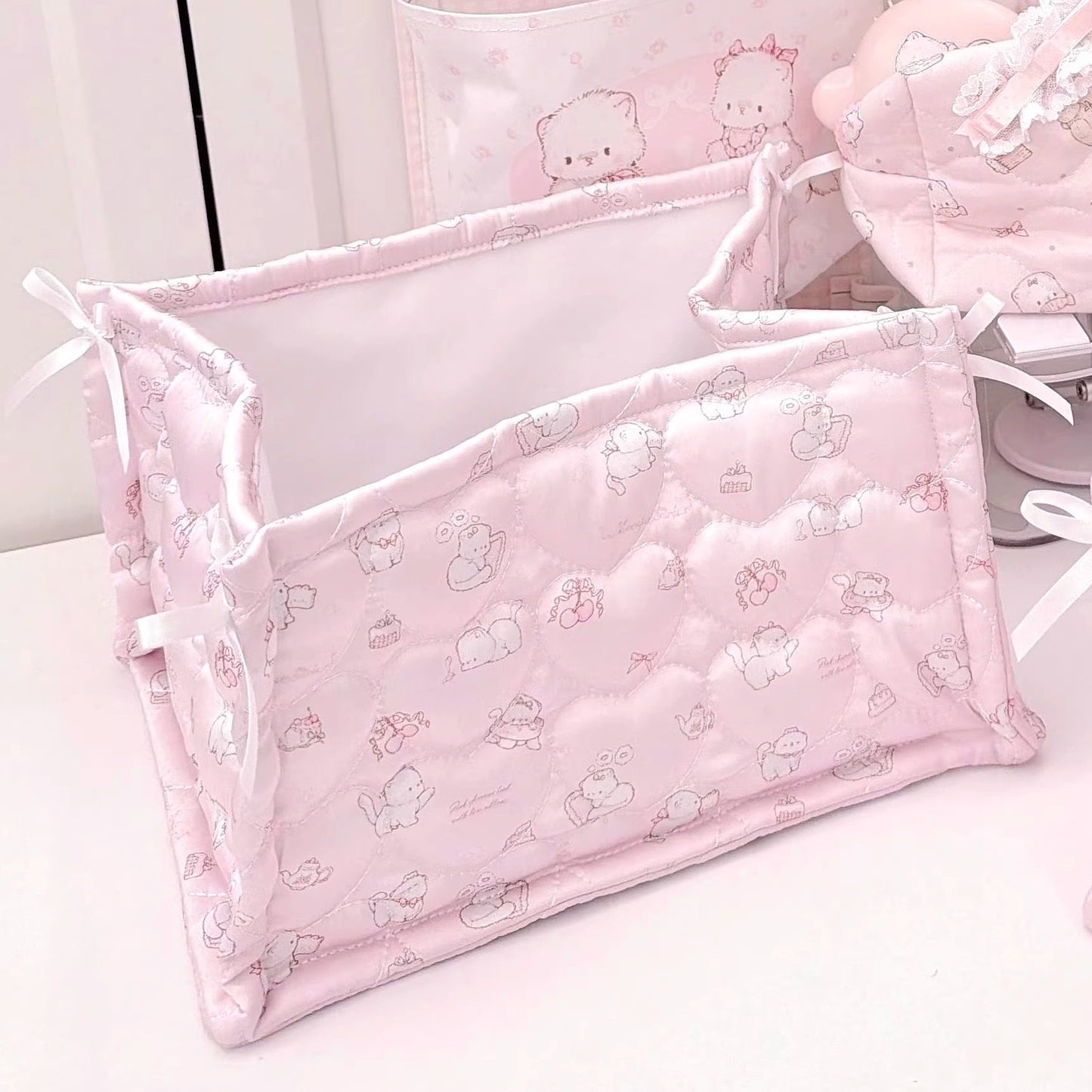 kawaii desktop storage basket