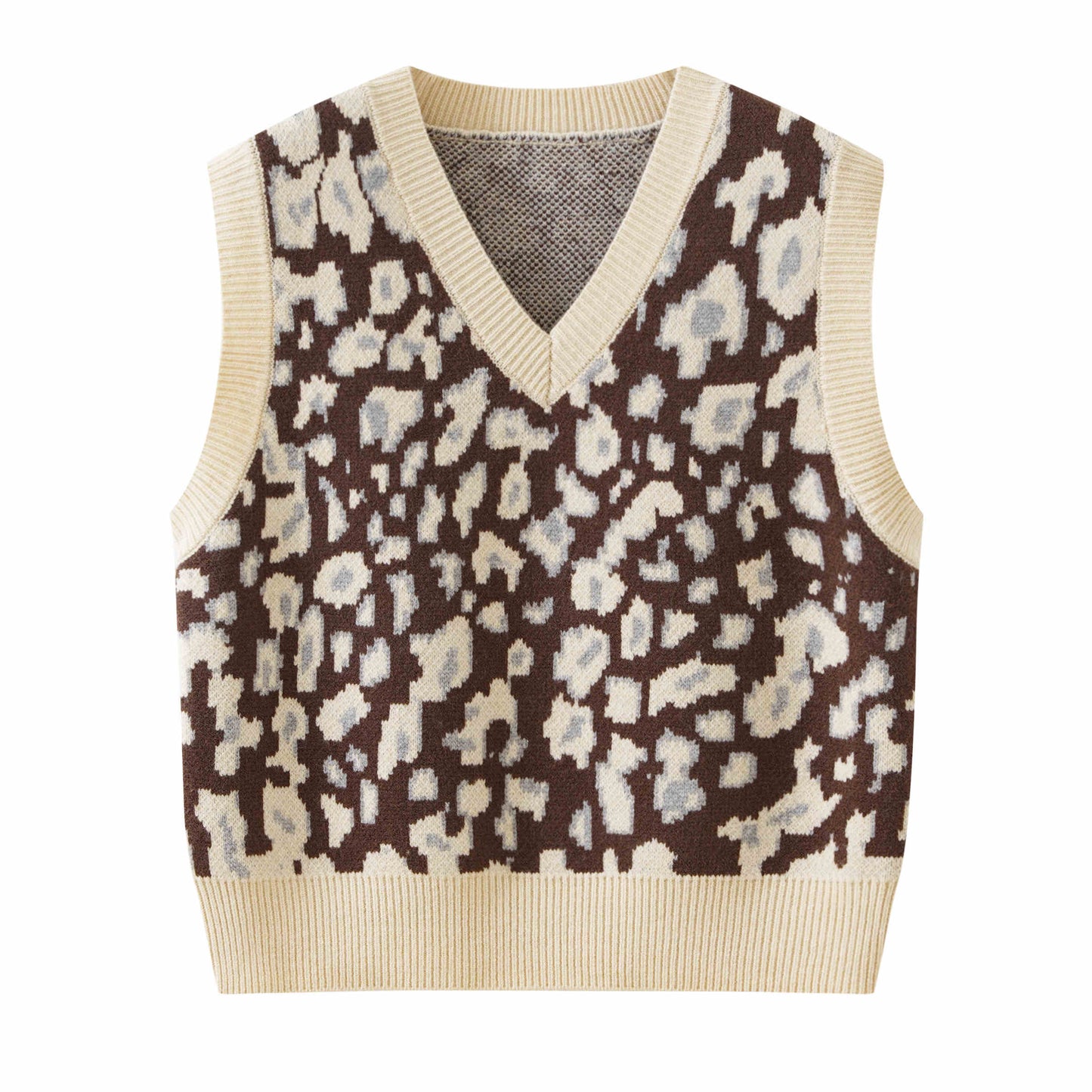 Y2K Leopard Print Knitted Vest