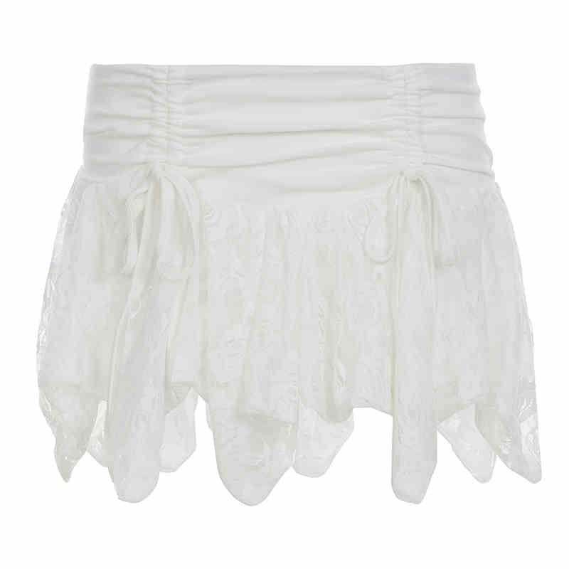 Ballet Lace Stitching Pleated Strap Skirt