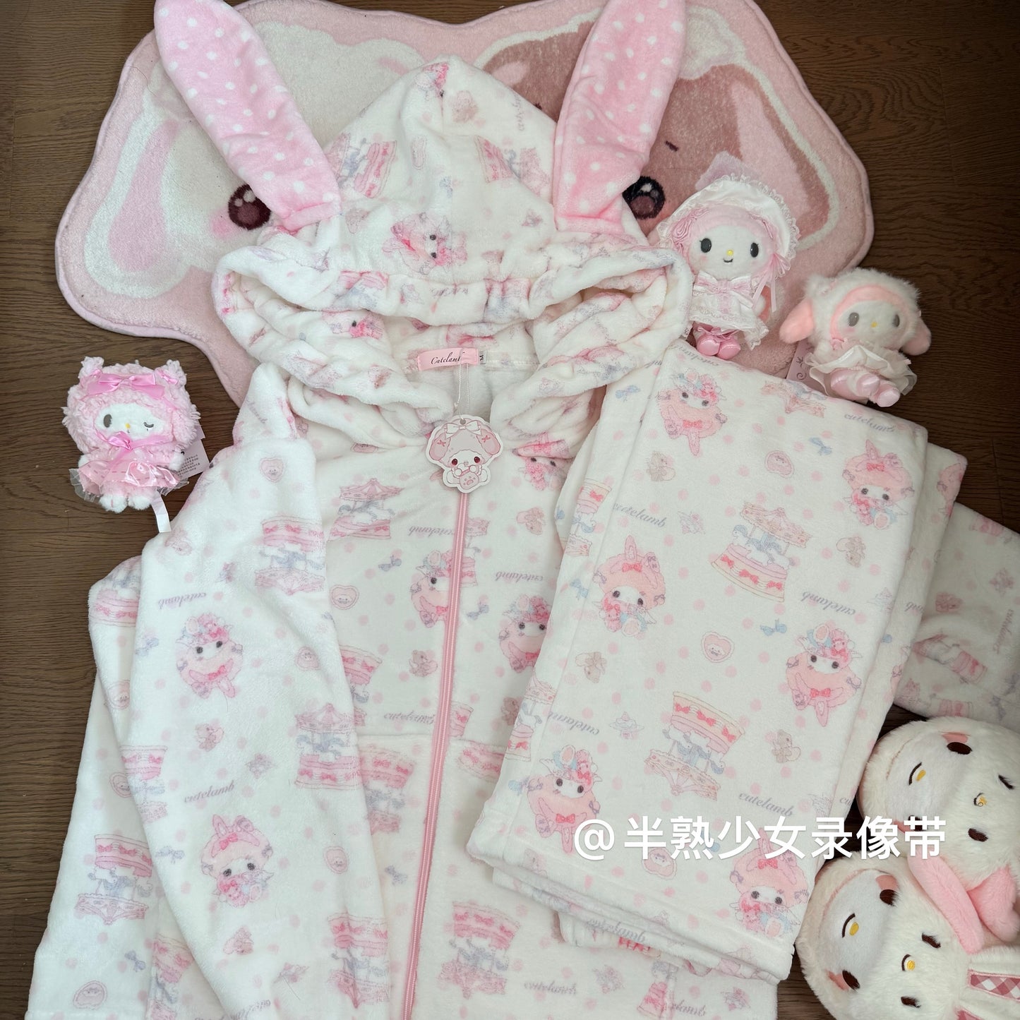 kawaii melody pink coat suit