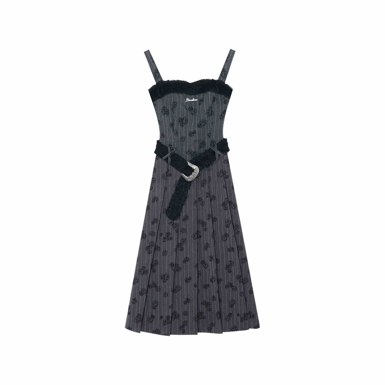 Embroidered Rose Dark Coquette Dress