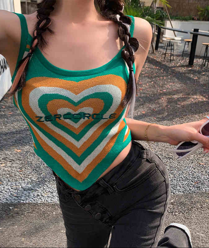 Y2K Heart Irregular Tank Top