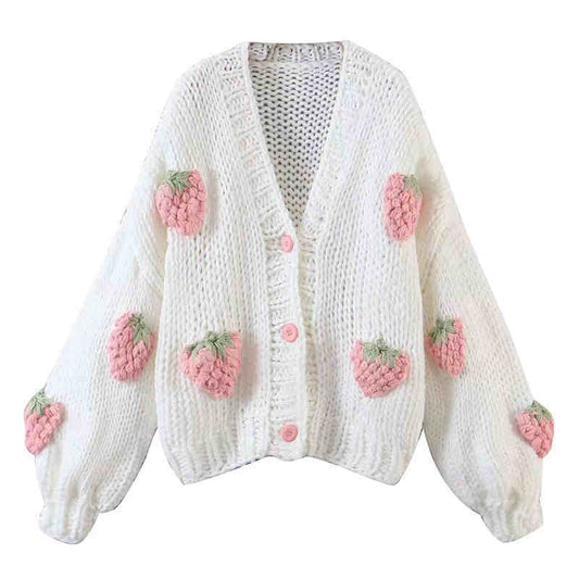 Coquette Strawberry Sweater Cardigan