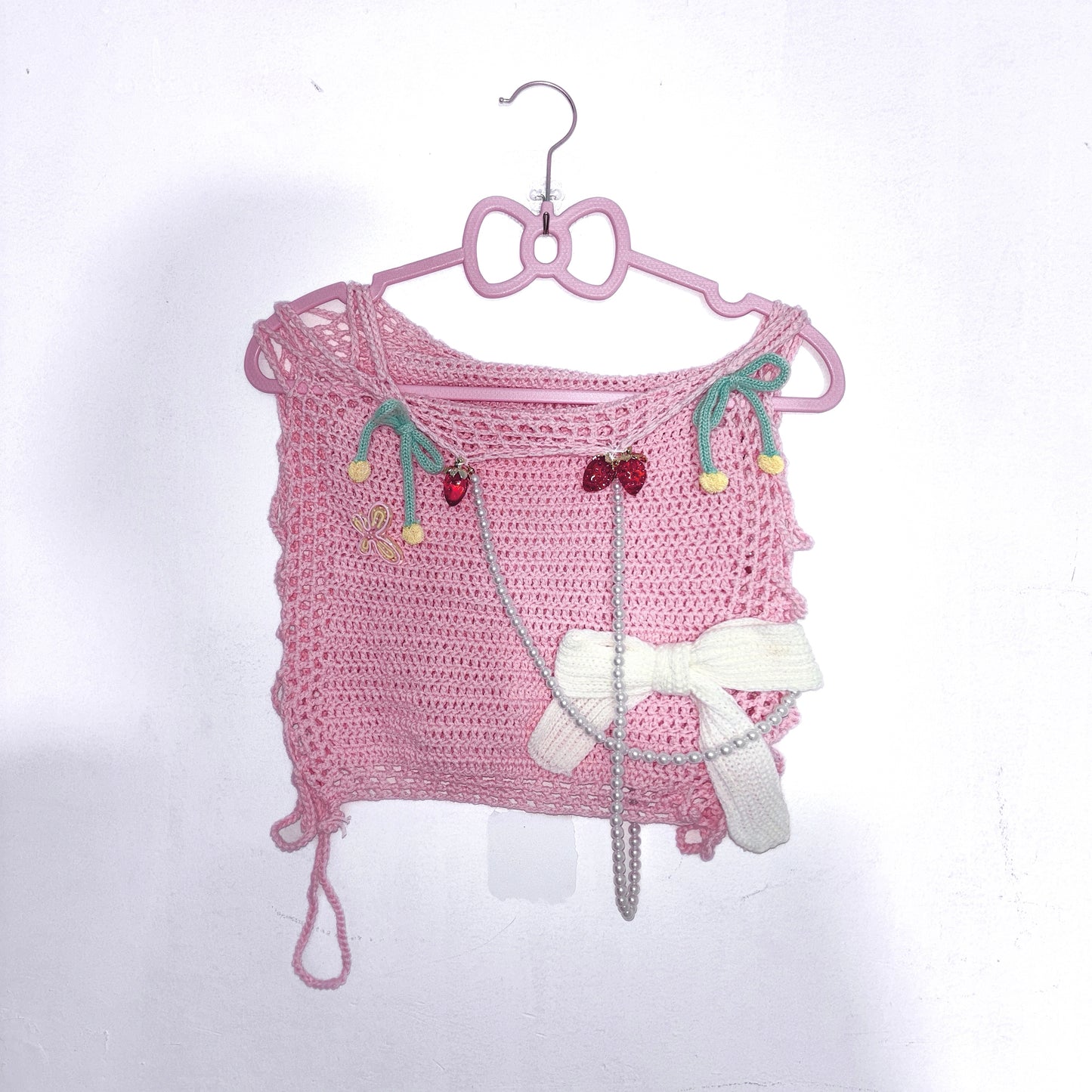 Strawberry Cream Handmade Wool Crochet Pink Coord