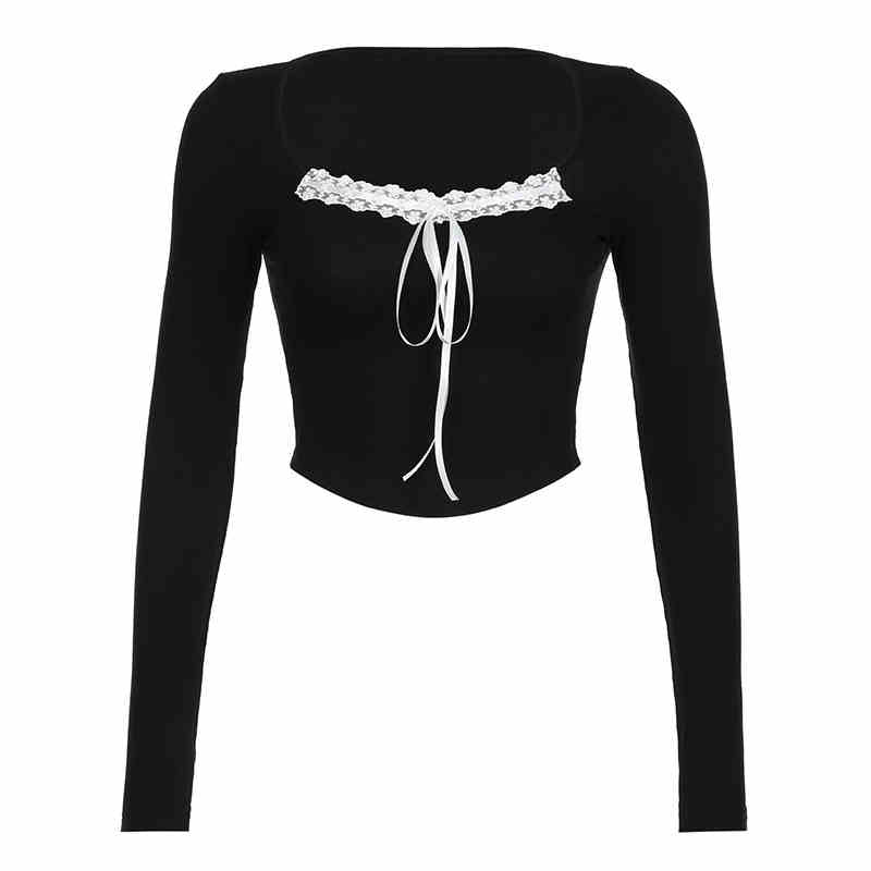 Dollete Ribbon Bow Long Sleeves Top