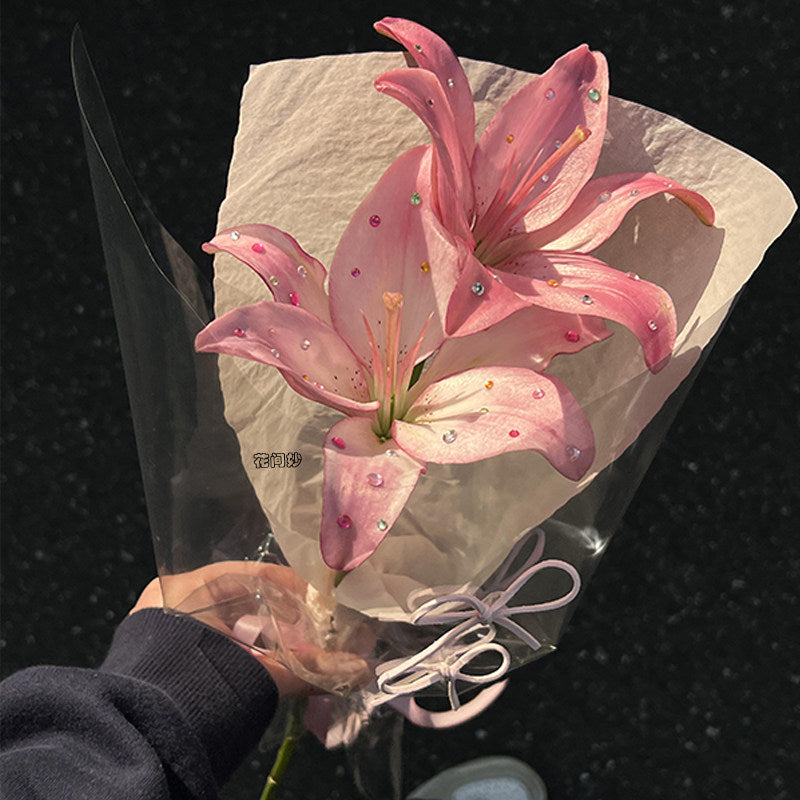 Ins Style Polka Dot Rhinestone Lily Bouquet DIY Kit