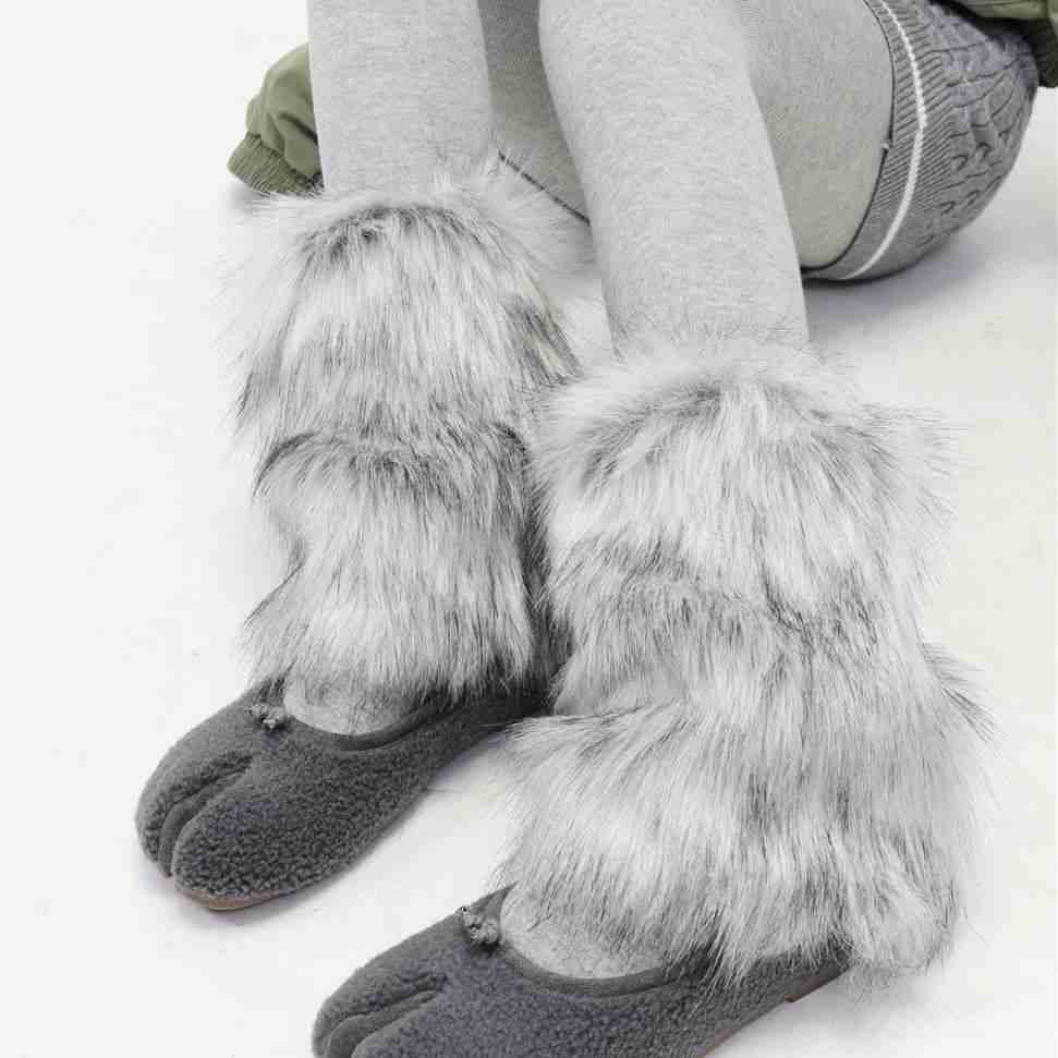 Grunge Mid-calf Y2K Fur Leg Warmers