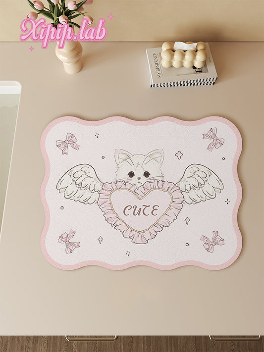 Cute Kitchen Countertop Drainage Anti-scalding Dinner Plate Mat