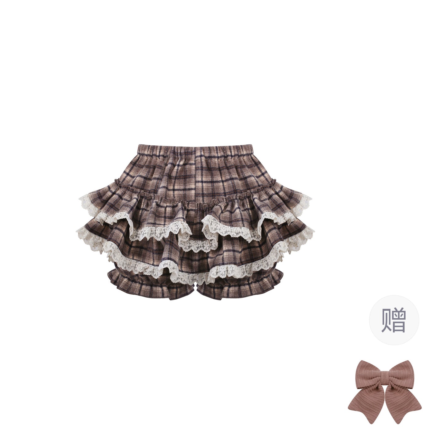 brown plaid bow kawaii jumper