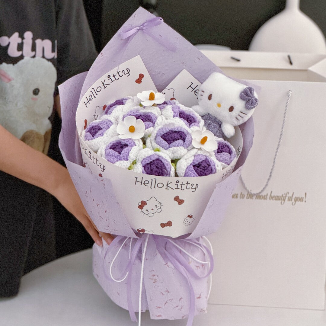 kawaii Kitty knitted flowers bouquet