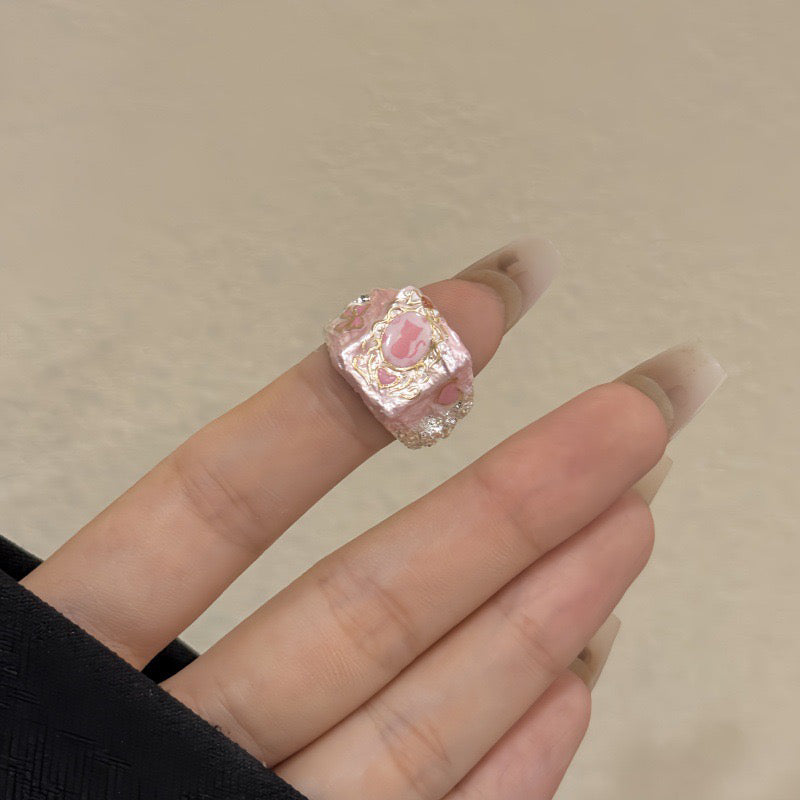 handmade enamel dripping oil cat bow applique ring