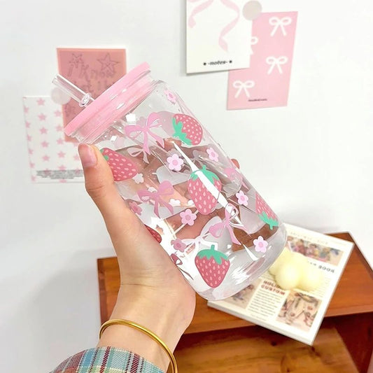 Pink Bow Print Water Bottle