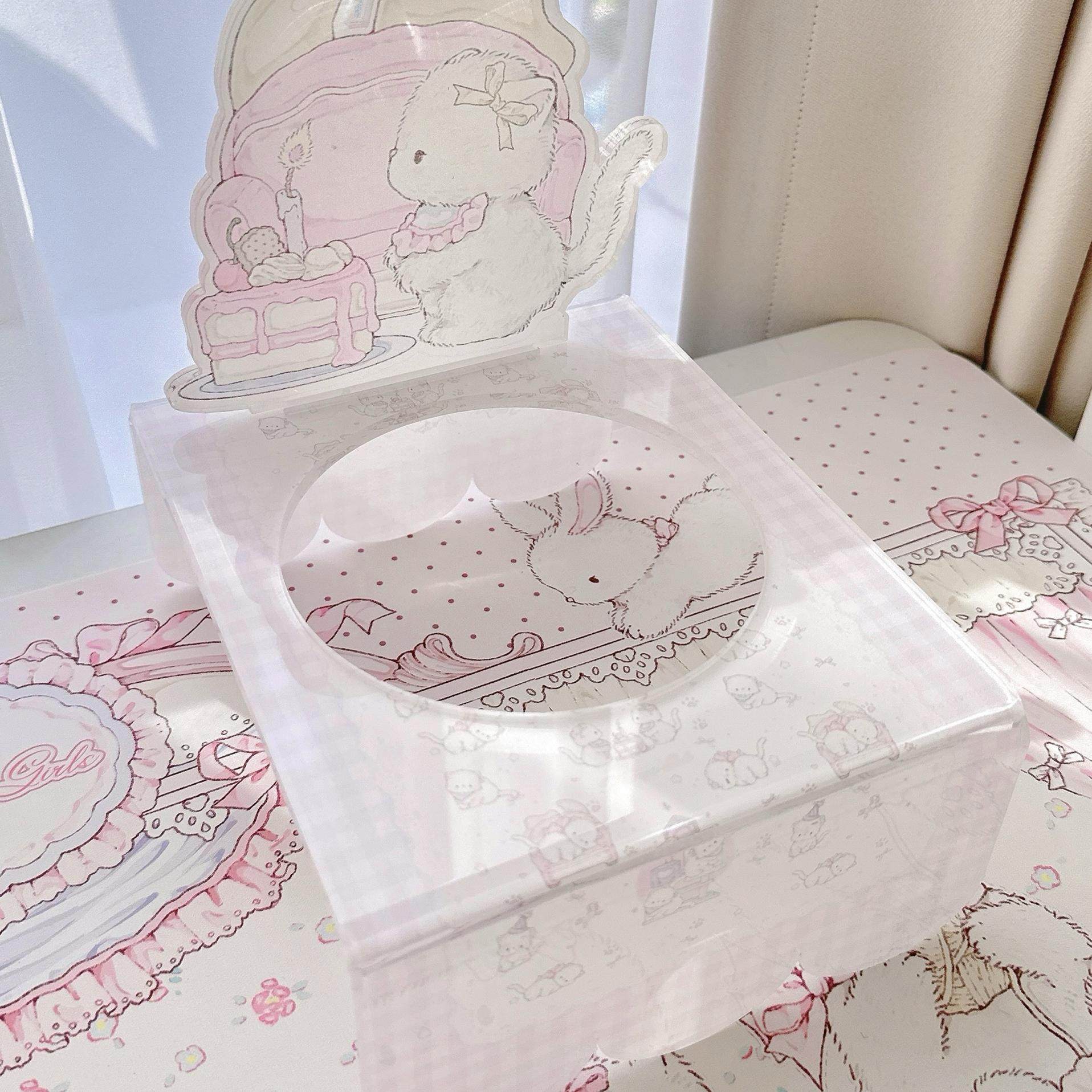 pink girly acrylic Pet bowl rack