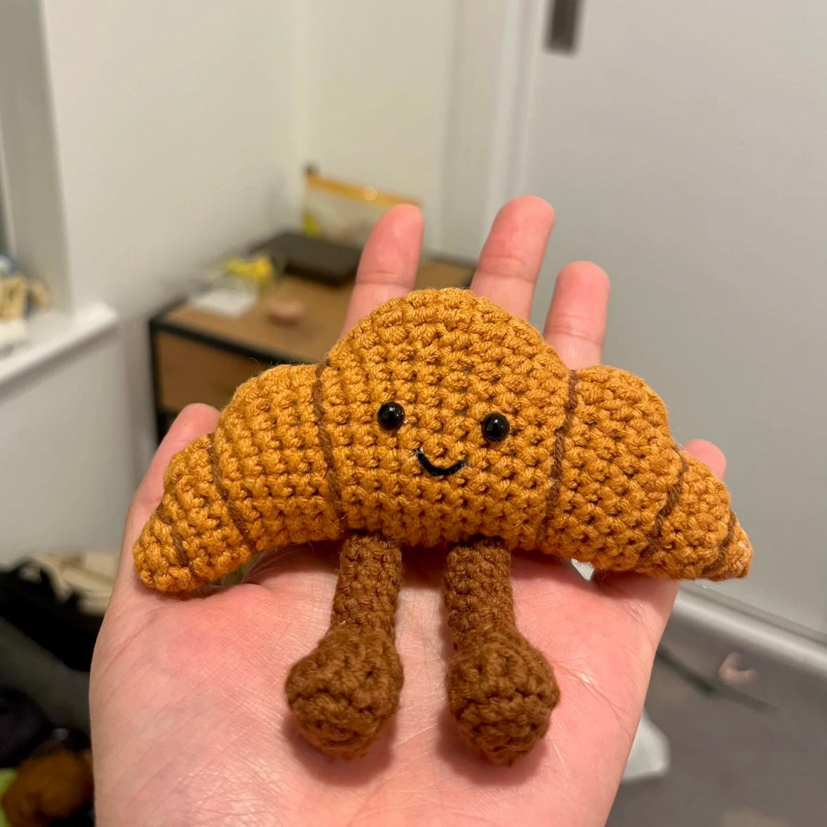 diy wool Croissant bag pendant