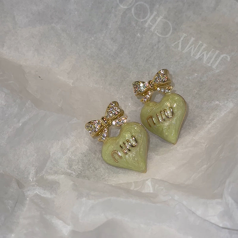 heart bow kawaii earrings