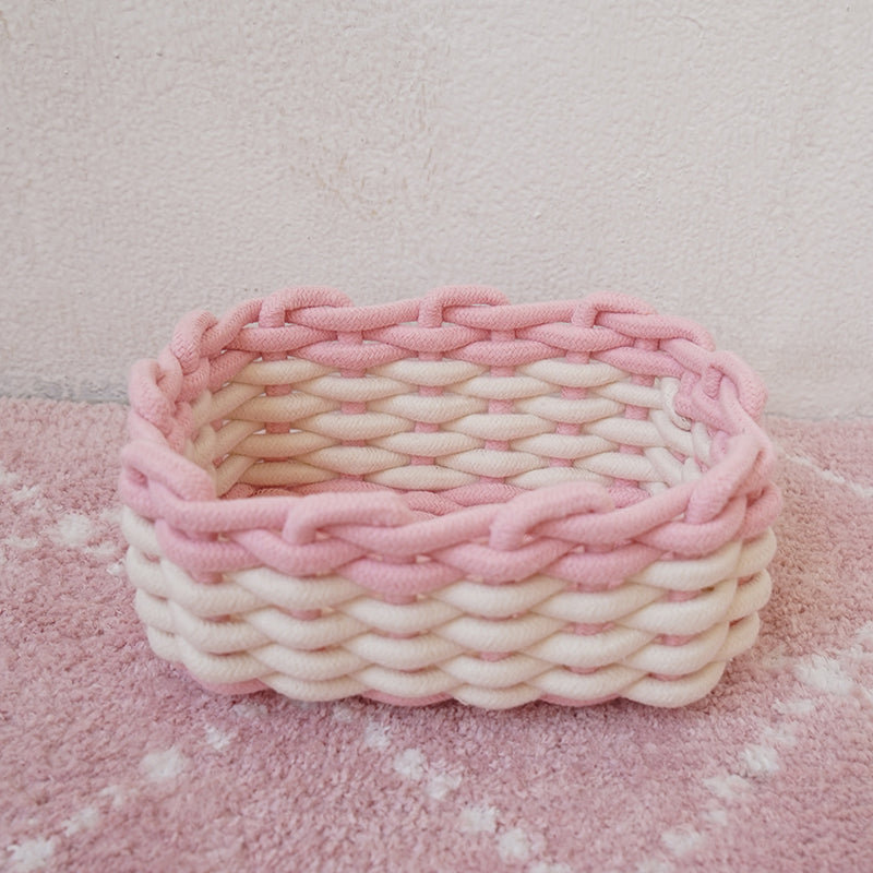 Pink Cotton rope storage basket