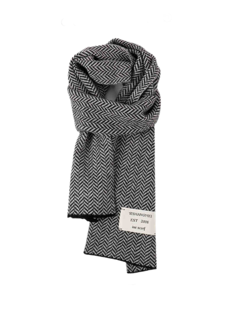 Preppy Black Houndstooth Scarf