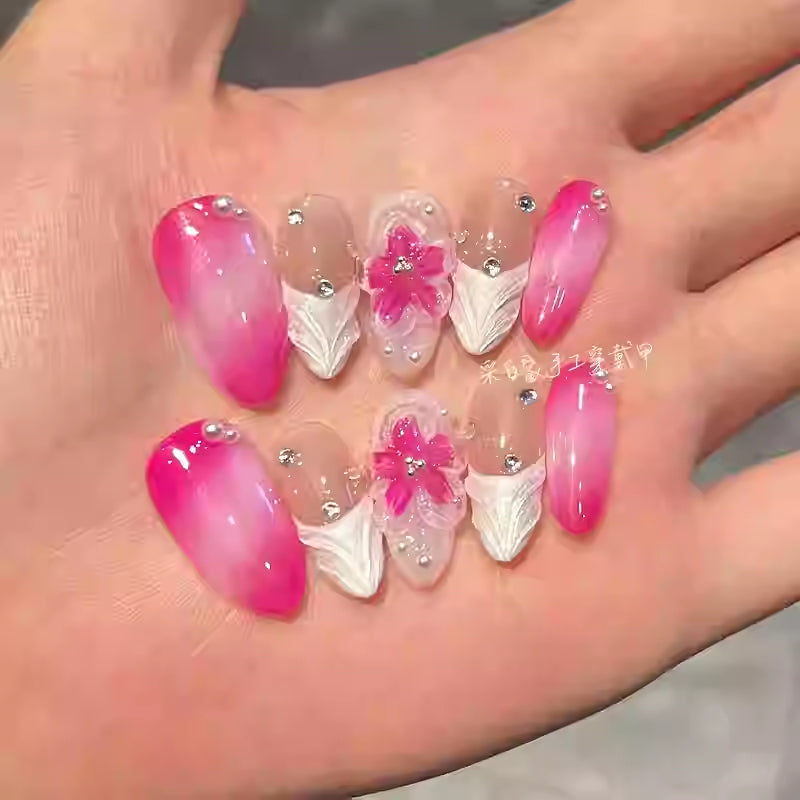 Blossom Ice Flower Pink Nails