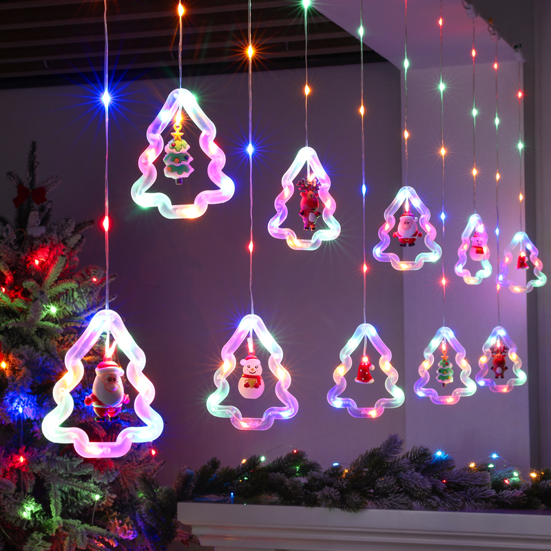 Christmas curtain hanging star lights