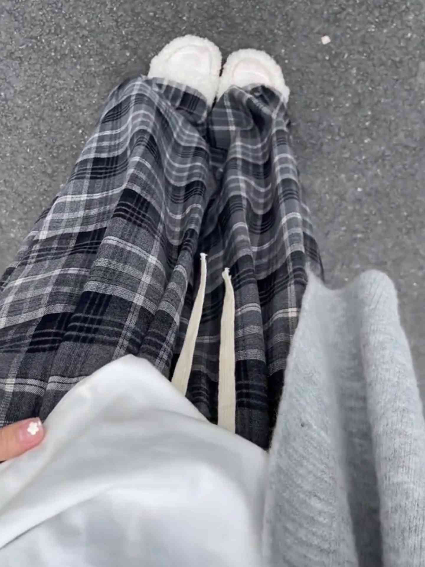 Grandma Aesthetic Casual Plaid Trousers