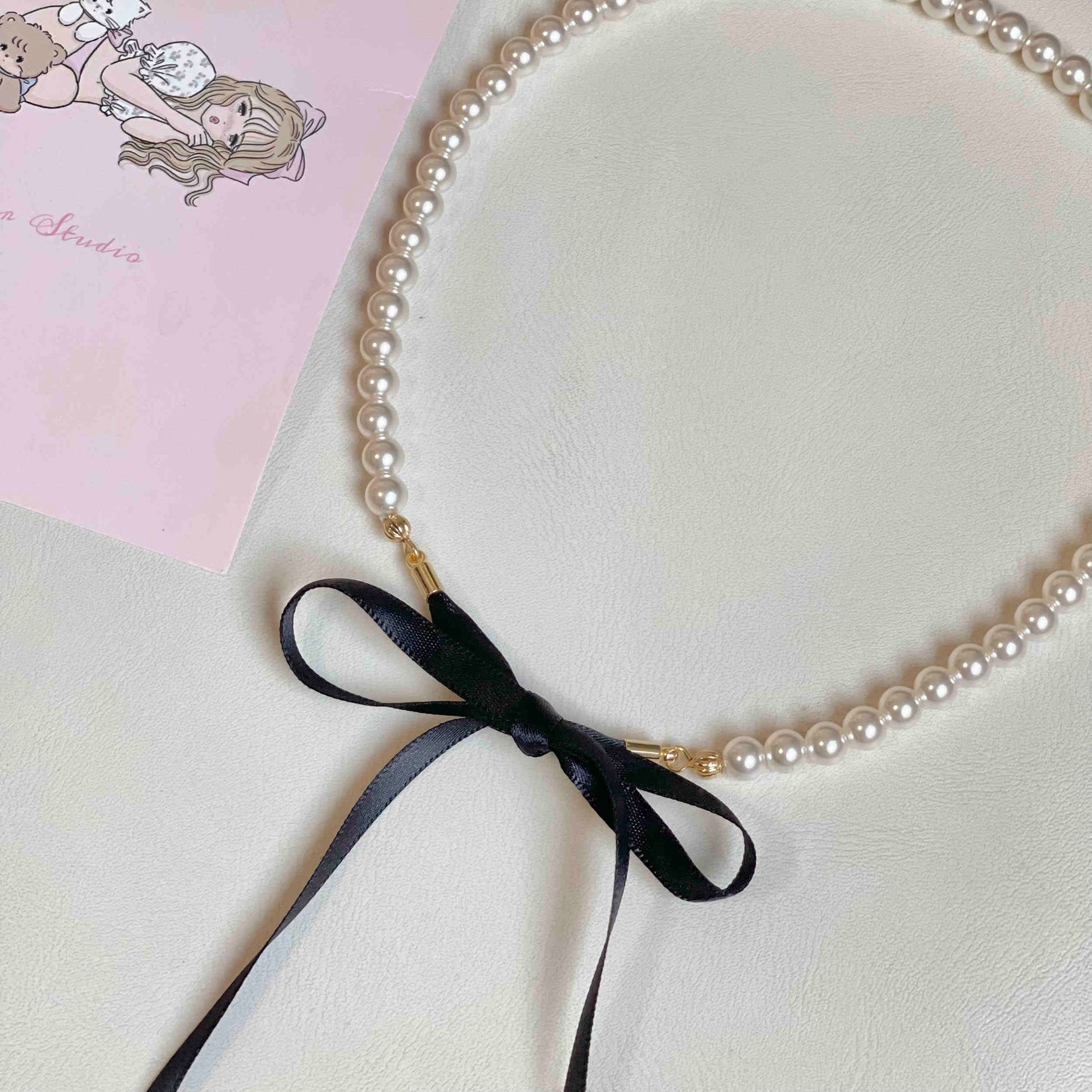 Bow Pearl Love Letters Necklace