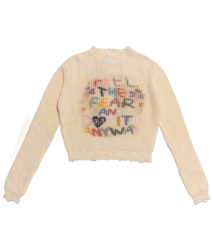 Angel Devil Printed Beige Sweater