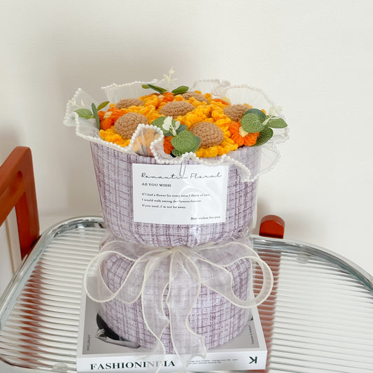 hand-knitted flowers bouquets