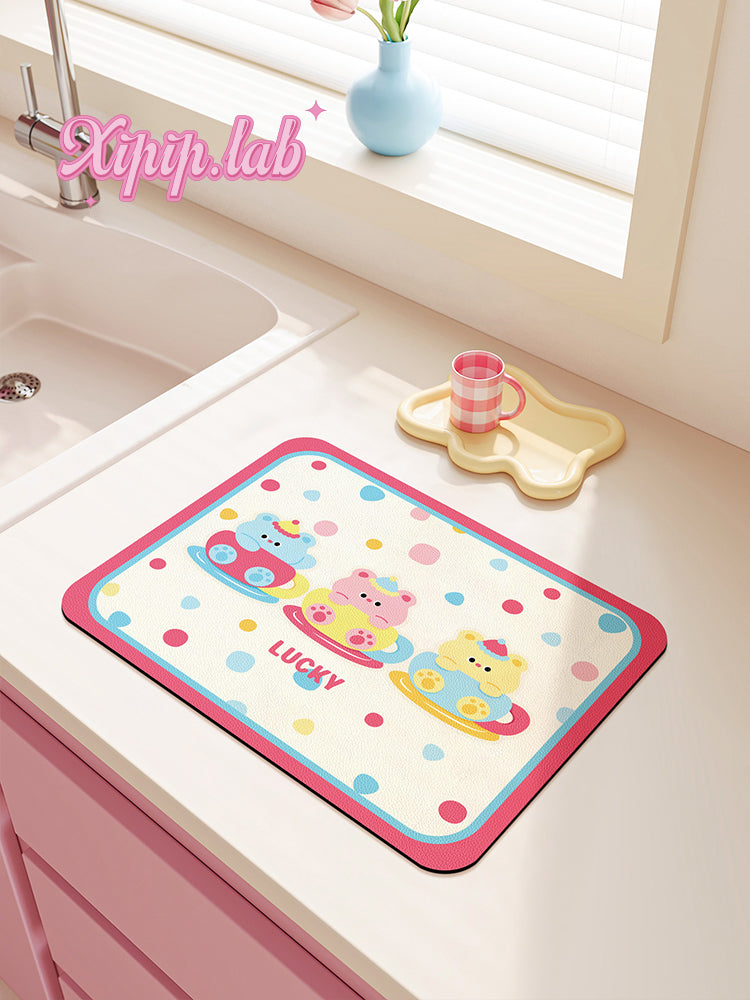 cute cartoon bar Kitchen countertop drain mat