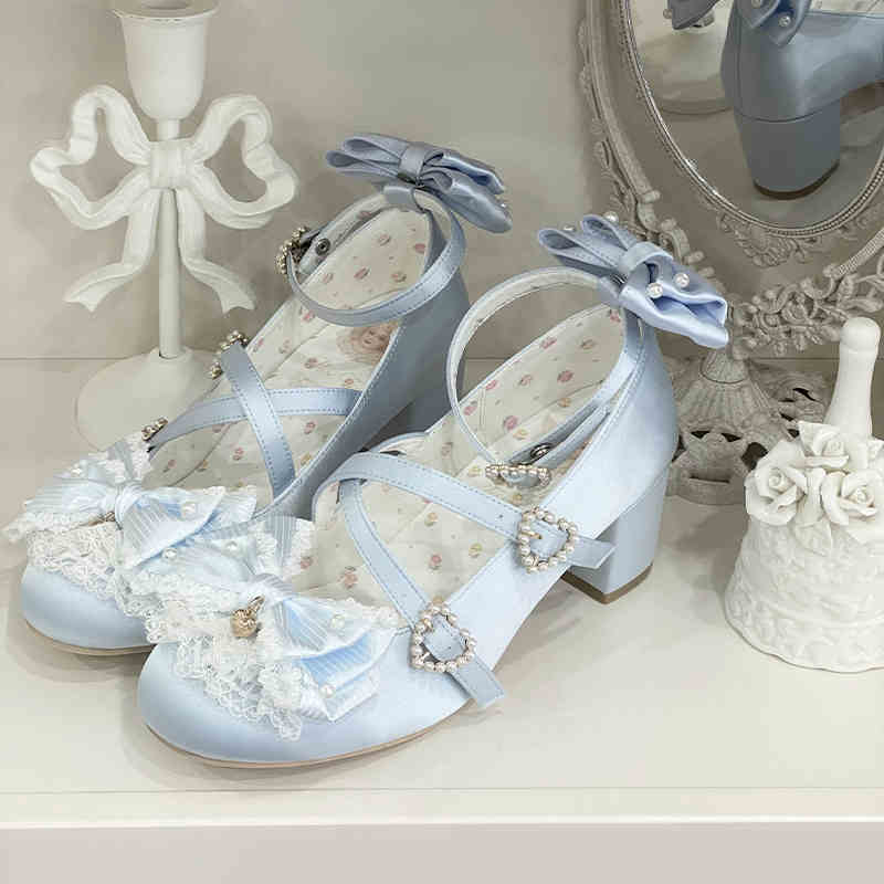 Satin Lace Flower Lolita Shoes