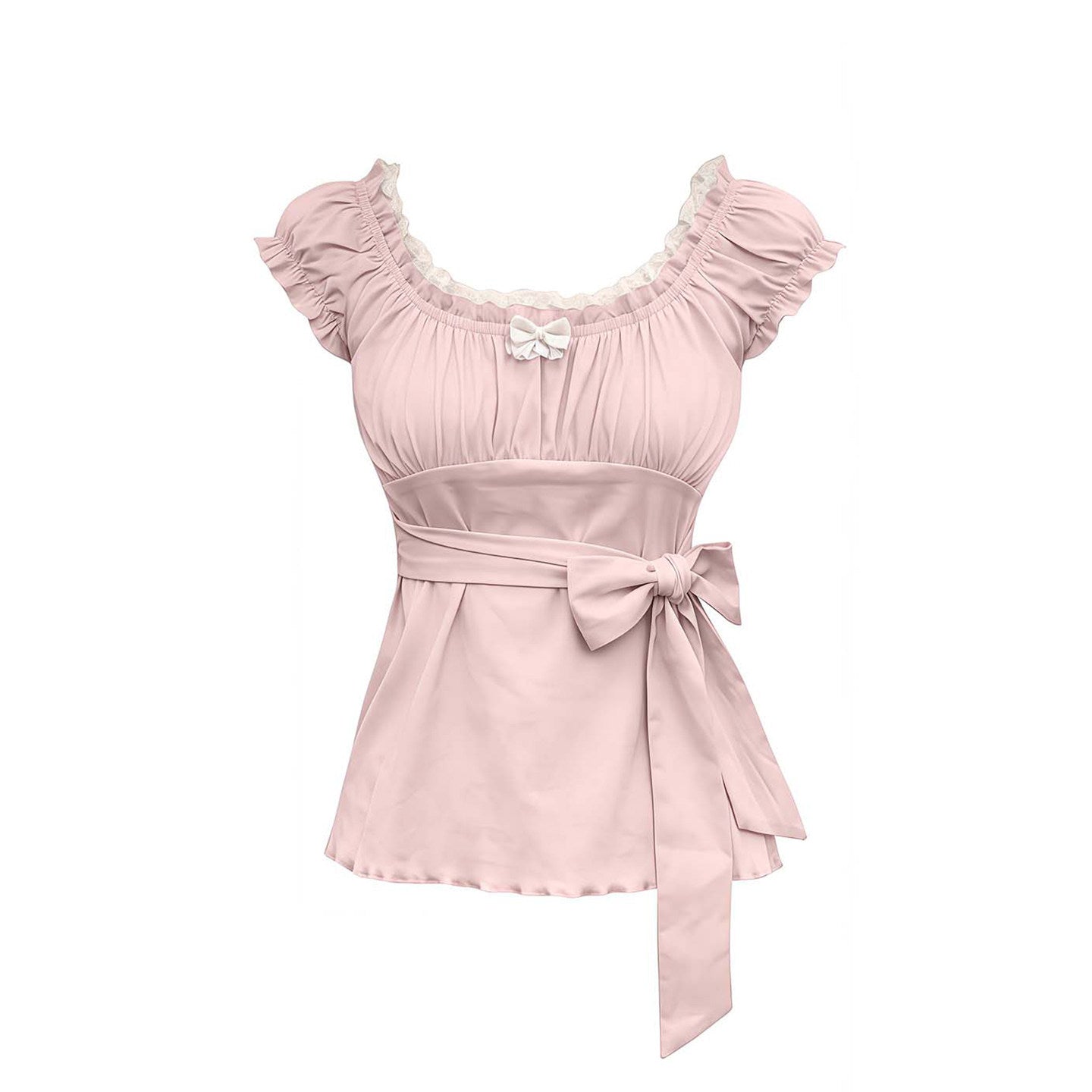 bow puff-sleeved shirt