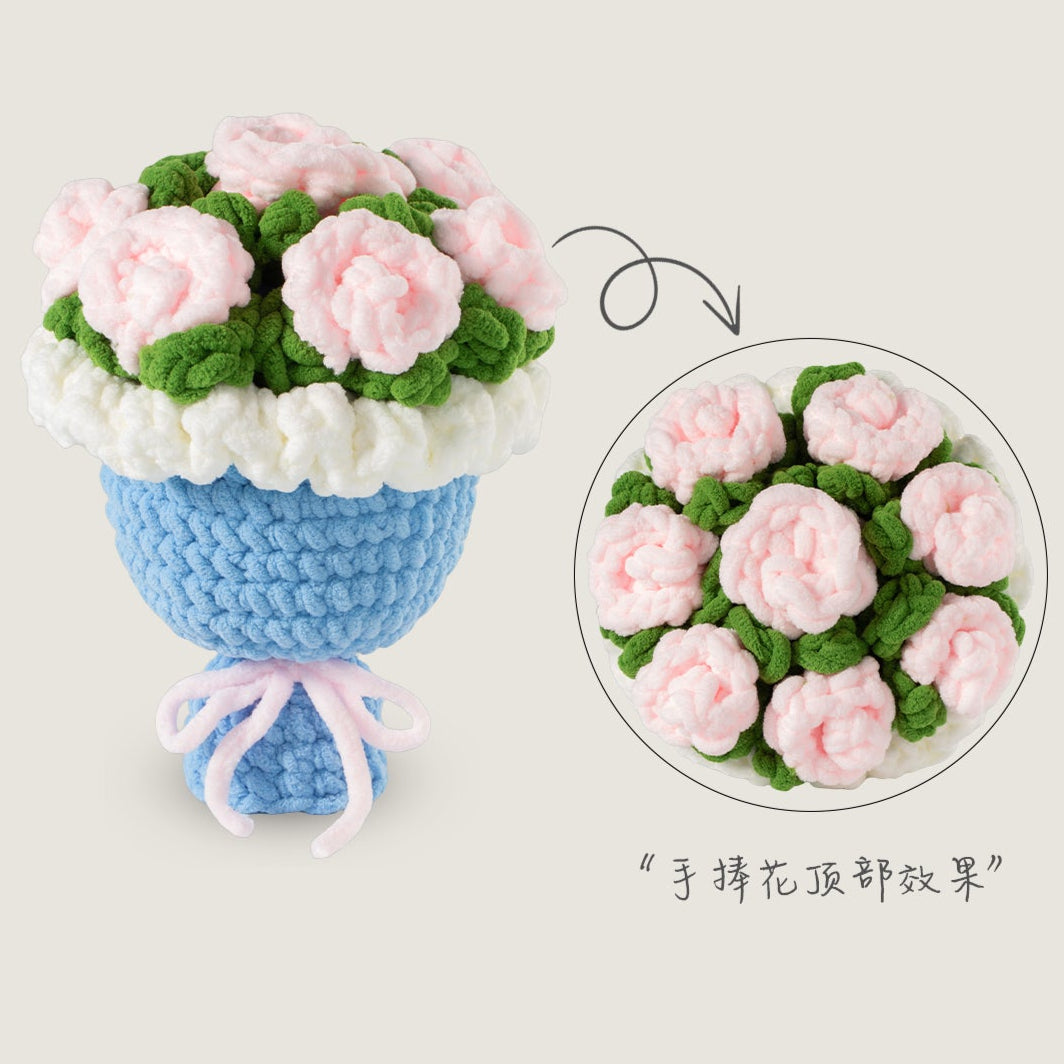 Hand-knitted oversized rose bouquet