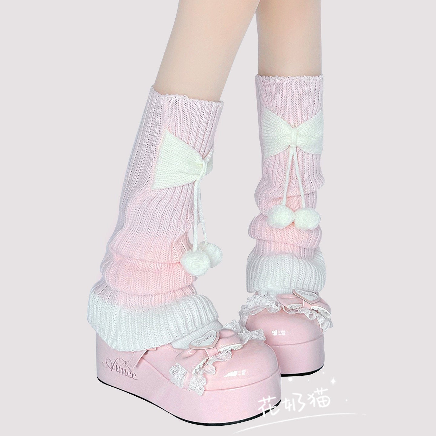 lolita bow knit socks
