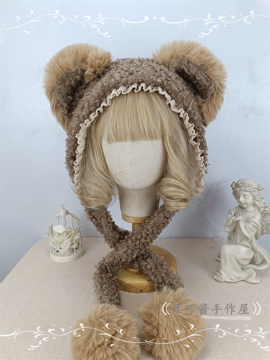 bear ear fur kawaii hat