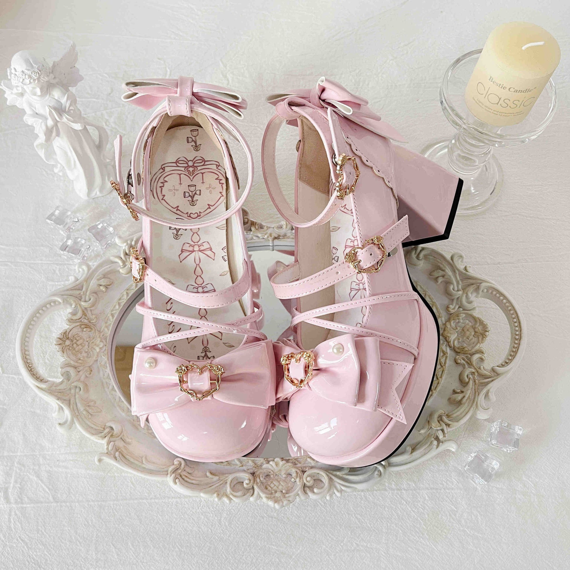 Chanson Cream Bows Lolita Shoes