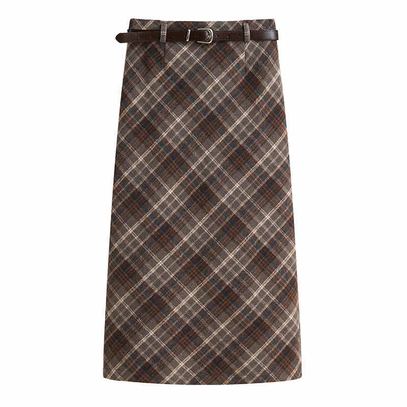 Preppy Woolen Plaid Skirt