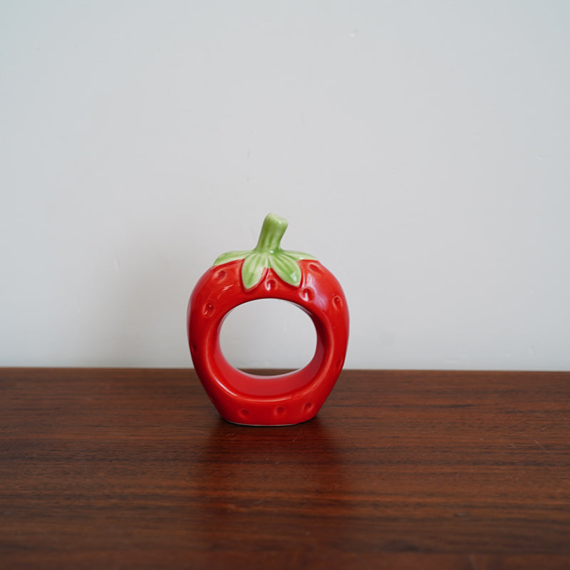 hand-painted strawberry shape ceramic dinner plate