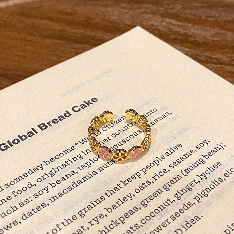 camellia butterfly kawaii ring