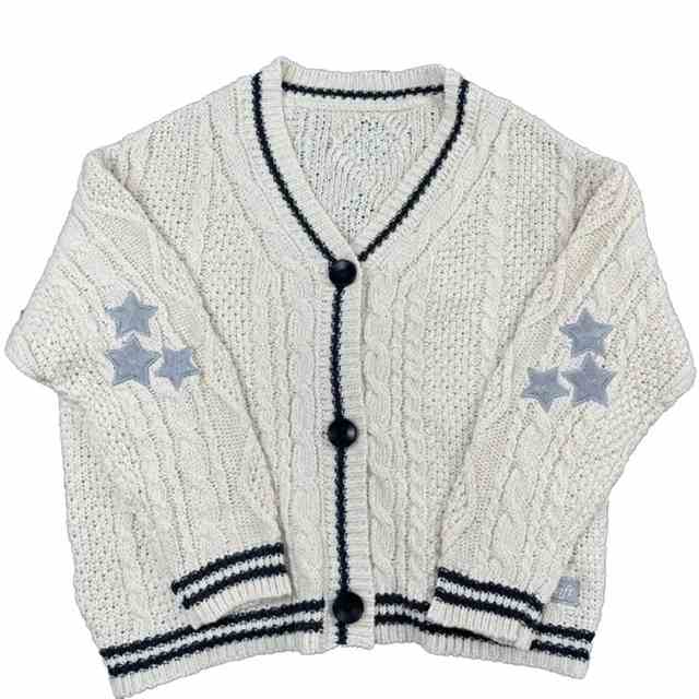 Preppy Y2K Stars Loose Knit Cardigan