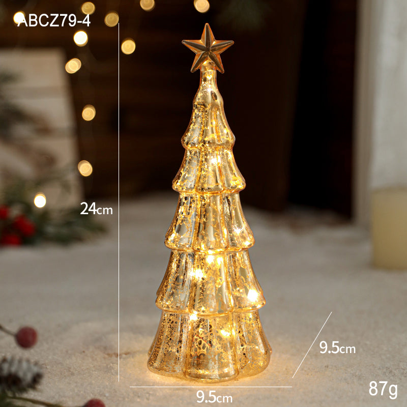 mini luminous glass Christmas tree decoration