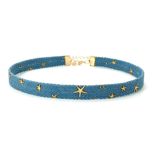 Y2K Denim Star Chain Choker