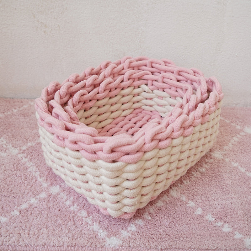 Pink Cotton rope storage basket