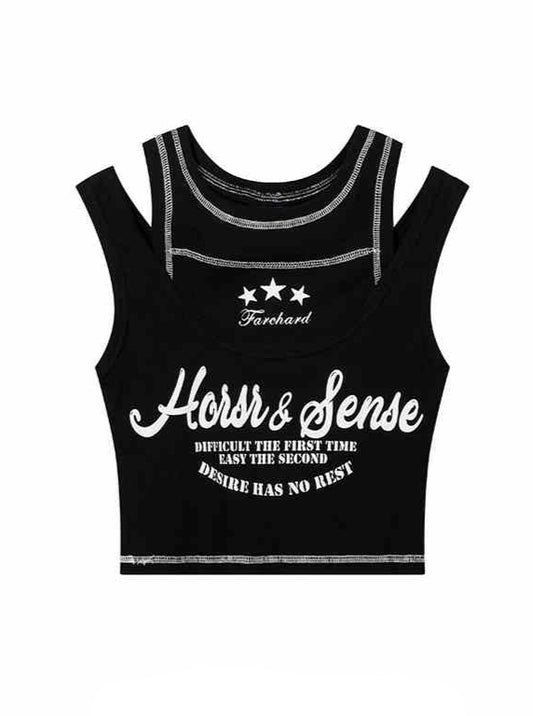 Retro Star Fake Two-piece Acubi Tank Top