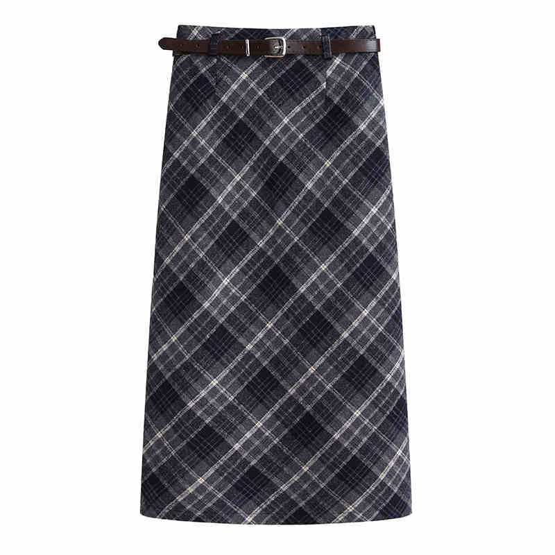 Preppy Woolen Plaid Skirt