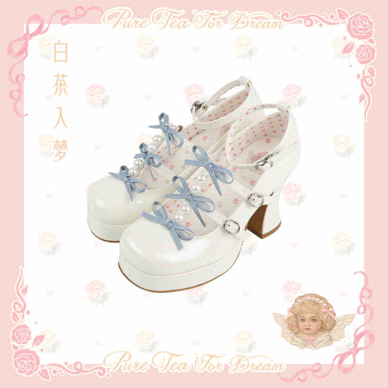 Bow Pearl Platform Lolita Shoes
