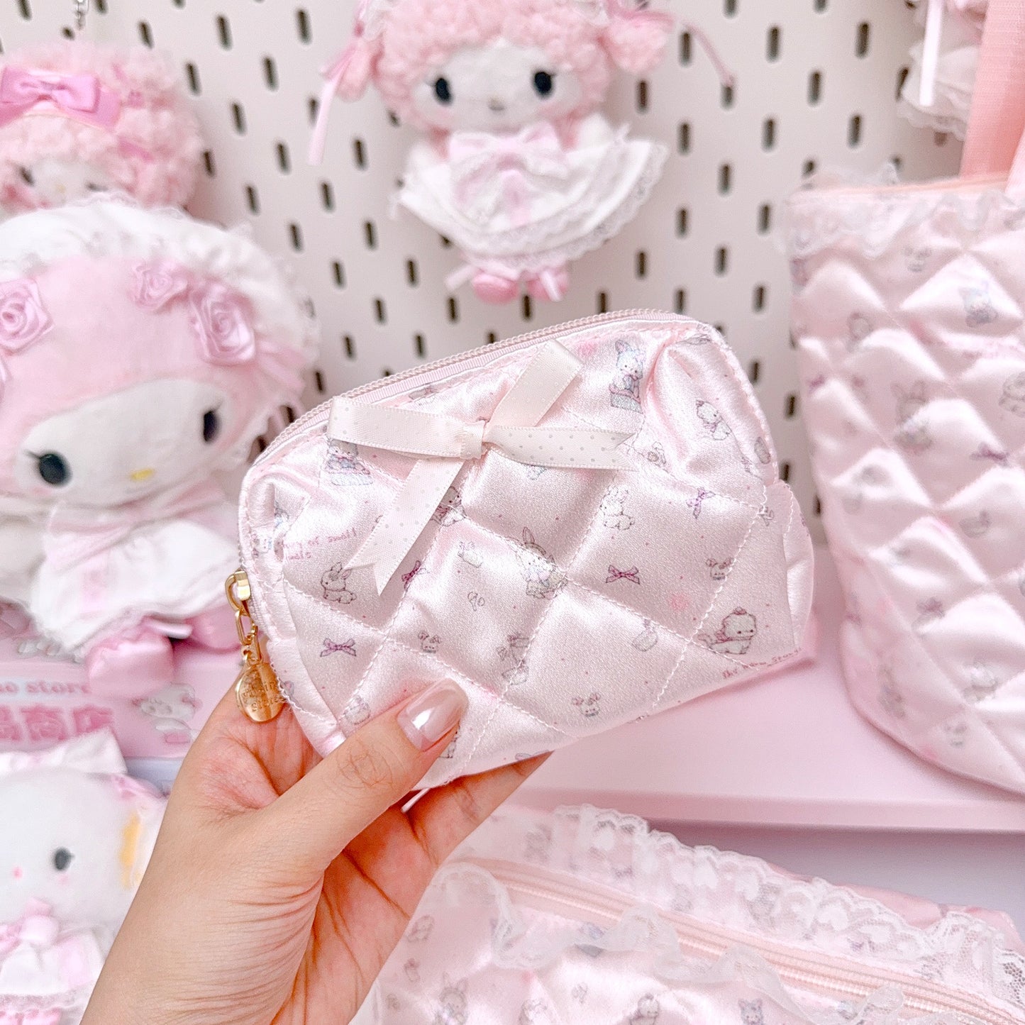 girly cute pink storage cosmetic bag